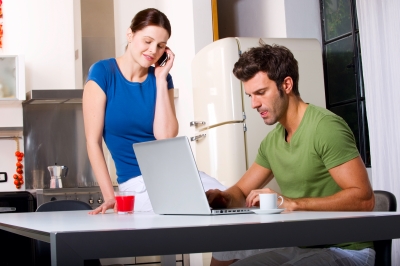 Couple working at home